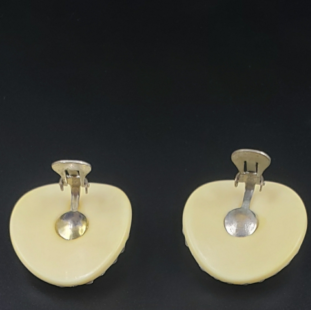 Vtg Catalin & clear rhinestone cuff & earring set - Picture 9 of 10